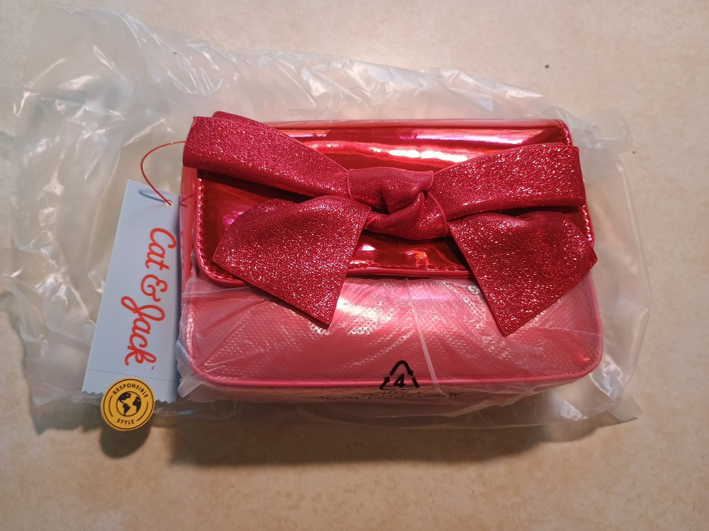 Cat & Jack Girls' Glitter BIG Bow Crossbody Bag Purse Red New Dress up ADORABLE!